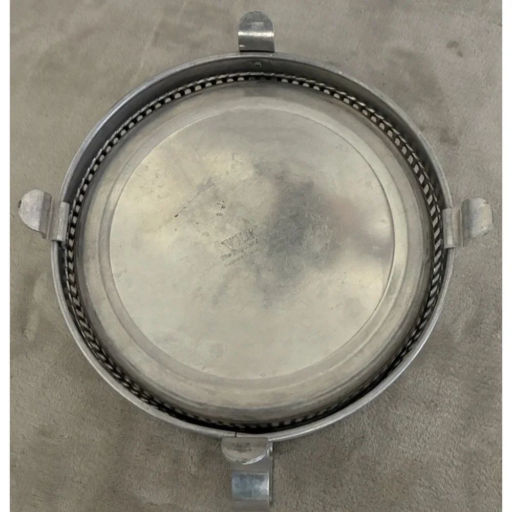 Viko Aluminum 3 Egg Poaching Dish Floral Engraved Made in USA Vintage